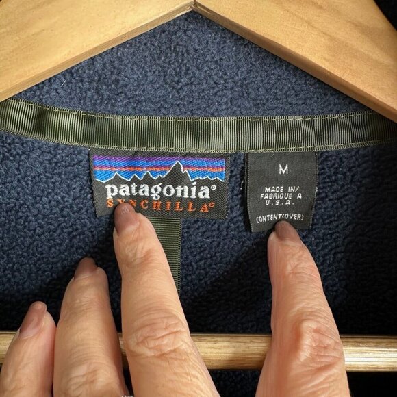 Vintage Patagonia Synchilla Jacket Deep Pile Fleece Womens M Navy Blue Made USA‎ - Picture 5 of 11